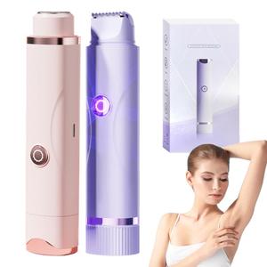 0728 Factory Price Type-c Rechargeable 2-in-1 Lady Shaver Waterproof Low Noise Epilator <b>Round</b>-cornered Hair Removal Device - Product Image 3