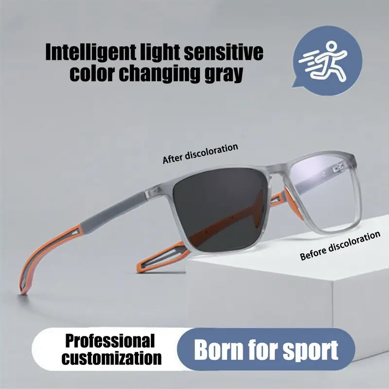 Tide Cool Sports Lunettes de lecture Sensible à la lumière Changement de couleur Anti-bleu Double usage Utilisation intérieure/extérieure Protection contre la myopie