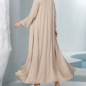 Vestido de noche Abaya para mujer musulmana, tejido con cuentas, ecológico, natural, sólido, personalizado OEM. - Product Image 4