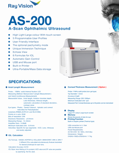 Échographe ophtalmique AS-200 A-Scan avec sonde 10 MHz, imprimante intégrée, 6 formules IOL, technique d'immersion pour clinique ophtalmique - Product Image 6