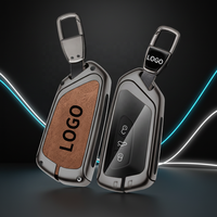 Housse de clé de voiture en alliage de zinc et cuir de luxe, protection intégrale, étui pour clé télécommande intelligente pour Volkswagen, vente en gros, logo personnalisé