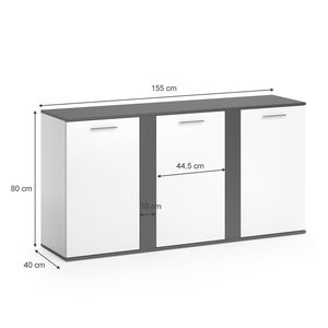 Buffet moderne <span class=keywords><strong>Novelli</strong></span> avec 3 portes, blanc, grande capacité, meubles de salon - Product Image 6