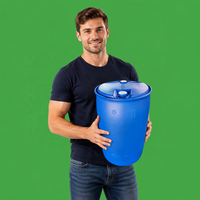 Fût en plastique HDPE bleu de qualité alimentaire 210L (55 gallons) robuste, étanche, à couvercle hermétique, pour le stockage de liquides chimiques, approuvé UN