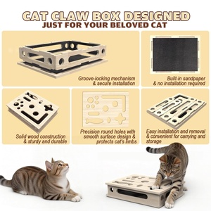 Boîte à gratter pour chat en bois avec labyrinthe – Jouet interactif d'intérieur pour lutter contre l'<span class=keywords><strong>ennui</strong></span> - Product Image 5