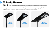 Lampadaire solaire LED professionnel avec garantie de 5 ans, indice de protection IP65, lampe solaire tout-en-un pour autoroute, jardin, rue