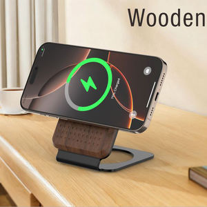 Station de <span class=keywords><strong>chargeur</strong></span> de téléphone portable sans fil en bois magnétique de haute qualité 15W pour <span class=keywords><strong>iPhone</strong></span> série 17/16/15 - Product Image 3