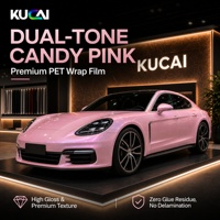 Film adhésif vinyle haute performance mat brillant sans bulles, bicolore rose bonbon, film vinyle changeant de couleur, film vinyle pour voiture, rouleau de film