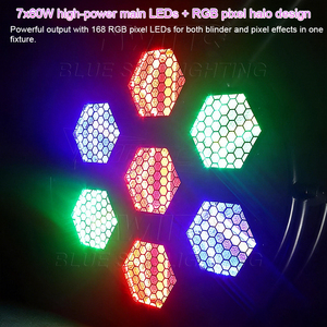 إضاءة مسرح LED بتأثير الهالة سداسية الشكل بقوة 7×60 واط، 3200 كلفن أبيض دافئ - Product Image 2