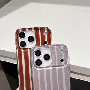 Coque de téléphone en acrylique <span class=keywords><strong>2</strong></span>-en-1 à rayures contrastées pour iPhone 17 Pro Max, protection intégrale IMD anti-jaunissement - Product Image 3