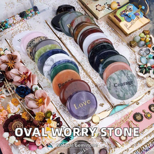 พลอยหินบำบัดคริสตัลกระเป๋าหินปาล์มเคลือบด้วยคำแกะสลักขัดเงางานฝีมือหัตถกรรมหินกึ่งมีค่างานฝีมือ - Product Image 2