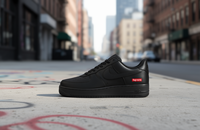 Chaussures de basketball décontractées pour hommes For Force 1 Low, noires, avec logo en boîte, empeigne en cuir véritable, amorties, à lacets, toutes saisons
