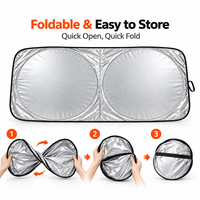 Pare-soleil pliable personnalisé pour pare-brise de voiture, double anneau réfléchissant argenté, couverture de fenêtre avant 150x70cm pour cadeaux promotionnels automobiles