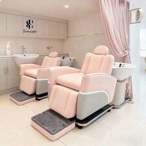 เก้าอี้สระผมไฟฟ้าปรับเอนหมุนได้พร้อมไฟ LED สำหรับร้านตัดผมและนวดศีรษะ - Product Image 1