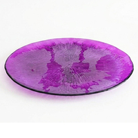 Assiette de présentation en verre violet vif effet rayon de soleil, fuchsia, pour la location de mariage et les banquets (vente en gros)