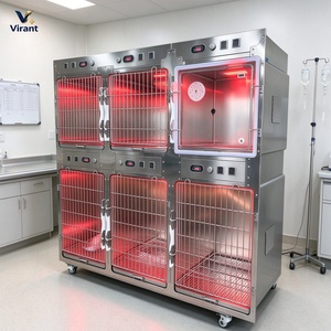 VIRANT VM-ICU06 Gabbia ICU <span class=keywords><strong>per</strong></span> Animali Domestici in Acciaio Inox 304 <span class=keywords><strong>per</strong></span> Cani e <span class=keywords><strong>Gatti</strong></span>, Uso Veterinario, <span class=keywords><strong>Alimentazione</strong></span> a Corrente, Certificazione CE, Vassoio in Metallo Personalizzabile - Product Image 1