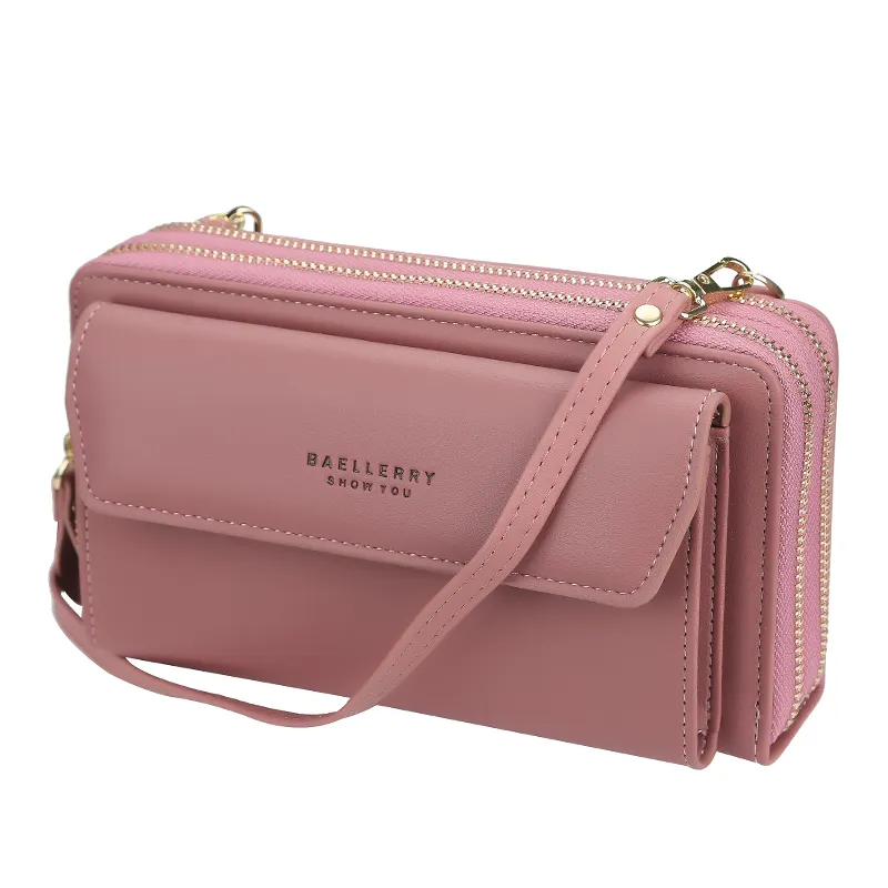 New Style Korea Fashion Women Phone Bag With Zipper Diagonal Cross Bag Baellerry Long Phone Wallet With Shoulder strap