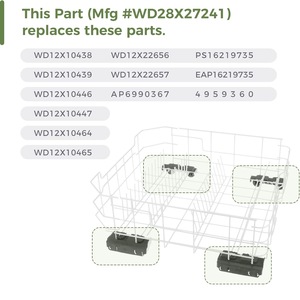 Dishwasher Shelf Roller <b>Bracket</b> Kit WD28X27241 for Ge Hotpoint <b>Plastic</b> Wheels 5.1in x 1.75in Home Use - Product Image 3