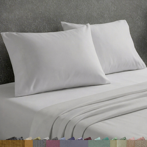 Juego de Ropa de Cama de Algodón 100% Natural, Ecológico, de Alta Calidad, 200 Hilos, Satén, Blanco Sólido, 4 Piezas, para Todas las Temporadas, Bolsillos Profundos, Ajuste Perfecto - Product Image 3