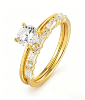 QX Best-seller personnalisé en argent sterling 925 |   Bagues de fiançailles en moissanite plaquées or 14 carats, argent sterling avec certification GRA