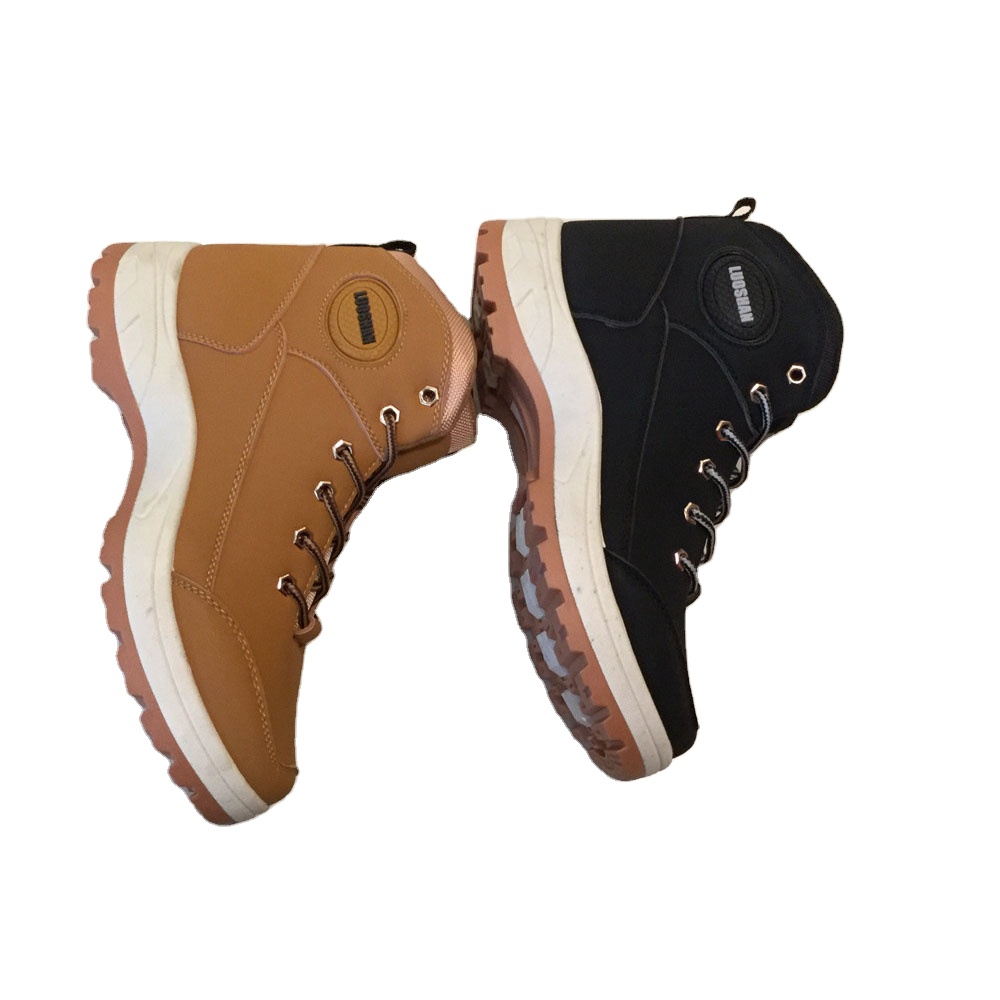 Новый дизайн, черные, коричневые уличные теплые высокие удобные ботинки из искусственной кожи, тканевые защитные ботинки для мужчин