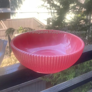 Bol en céramique fait main au design moderne, motif sous glaçure rouge, marron et blanc, plat de service alimentaire, idéal pour offrir - Product Image 2