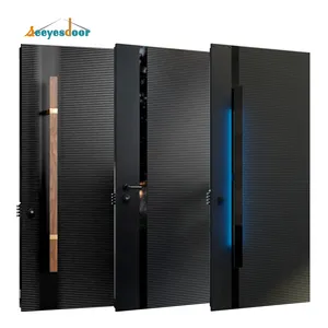 Seeyesdoor Porte d'entrée moderne en métal personnalisée Portes d'entrée de sécurité pivotantes en acier inoxydable avec éclairage latéral