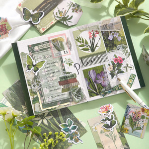 Simno Green Nature Kit de démarrage de scrapbooking floral esthétique avec ensemble de papeterie pour cahier A6 pour l'artisanat d'art de collage - Product Image 4