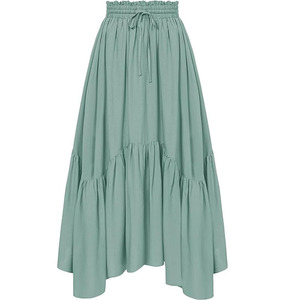 Moda europea americana estate rinascimentale elegante gonna lunga <span class=keywords><strong>a</strong></span> pieghe <span class=keywords><strong>a</strong></span> <span class=keywords><strong>vita</strong></span> <span class=keywords><strong>alta</strong></span> per donna dolce - Product Image 4