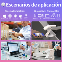 Lector de Código de Barras Xincode 1D 2D, Lector de Código de Barras Inalámbrico USB, Escáner de Código de Barras BT