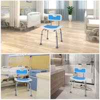 Chaise de douche antidérapante réglable en hauteur avec support pour douchette et accoudoirs / Chaise de bain avec siège rembourré et trous de drainage