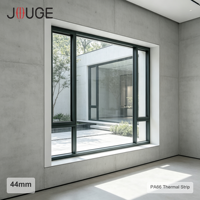 Fenêtre en aluminium haut de gamme JOUGE 95c avec drainage dissimulé, profilé de 1,8 mm, rupture de pont thermique de 44 mm, verre Low-e pour régions pluvieuses