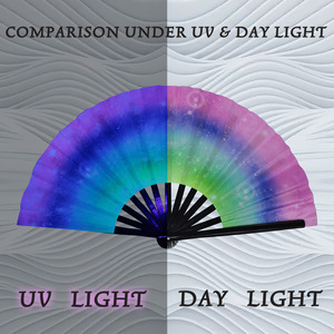 Ventiladores Plegables de Mano con Luz UV Brillante de 13 Pulgadas (33 cm) para Baile en Línea, Diseño Único y Portátil - Product Image 4