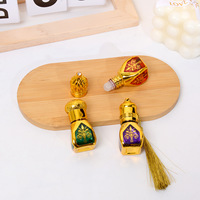Flacons de Luxe Arabes 10ml pour Attar, Bouteilles en Verre à Bille pour Huiles Essentielles, Flacons Cosmétiques avec Compte-gouttes Doré pour Soins Personnels