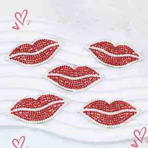 New Iron On/self Sticker Rhinestone <b>Red</b> Mouth Lip Patch for Clothing & Hats Bag Decoration - Product Image 3