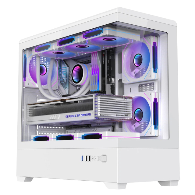 Custom Atx Computer Case Glass Panel Atx Towers & Cases White Aluminium Desktop Pc Gaming Computer Case Game Casin Casing