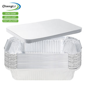 Plats en <span class=keywords><strong>aluminium</strong></span> jetables de forme rectangulaire, résistants, pour grillades, plats en <span class=keywords><strong>aluminium</strong></span> pour la restauration, vente en gros avec couvercle en plastique - Product Image 1