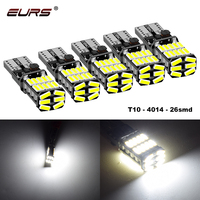 Ampoules LED pour voiture EURS, Canbus T10 4014 26SMD, éclairage de plaque d'immatriculation, éclairage de lecture, lampes de signalisation W5W
