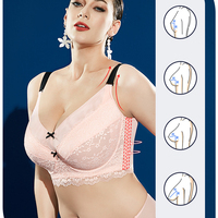 울트라 얇은 푸시 업 레이스 플러스 사이즈 브라 대형 면 언더와이어 브래지어 스판덱스 풀 컵 여성용 빅 사이즈 브래지어 B-G 컵 브라