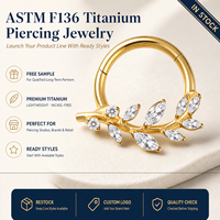 Anneau de nez articulé hypoallergénique en alliage de titane ASTM F136, bijoux de piercing Kaishee, vente en gros OEM ODM