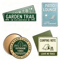 Plaques Métalliques Personnalisées Anti-Rouille Thème Jardin et Camping Formes Variées Plaque de Rue Logo Personnalisé Décoration Murale pour Patio et Jardin