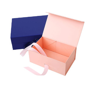 Luxury Black Ribbon Foldable Magnetic Paper Packaging <b>Box</b> Wholesale Custom Gift <b>Box</b> for Clothing Footwear Cosmetics - Product Image 2
