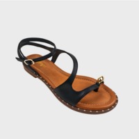 Sandales plates décontractées légères à bout ouvert et à lanières fines, style tong, pour femmes et jeunes femmes