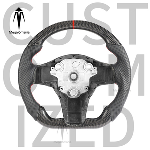 Carbon Fiber Yoke Steering Wheel for <strong>Tesla</strong> <strong>Model</strong> 3 Y 2017 2018 2019 2020 2021 2022 Custom Leather - Product Image 1