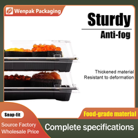 Boîte d'emballage en plastique PET personnalisée, sans BPA, recyclable, OEM/ODM, pour sushis à emporter, couvercle transparent