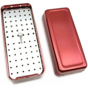 Caja de Aluminio para Brocas de 72 Orificios, Estuche de Almacenamiento y Esterilización, Organizador de Brocas (Rojo) - Product Image 1