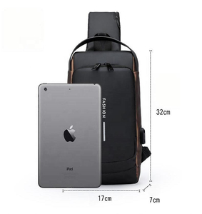 Tas Dada Pria <span class=keywords><strong>Anti</strong></span> Maling Tahan Air dari Bahan Nilon dengan USB, Tas Selempang Multifungsi untuk Perjalanan - Product Image 2