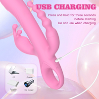 Vibrateur Lapin à Trois Têtes en Silicone Liquide pour Femmes avec Plug Anal OEM & ODM Jouet Sexuel IPX6 Plaisir Sexuel Vente en Gros pour Sex Shop