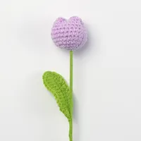 Fleur de tulipe artificielle créative faite à la main en crochet, idéale pour la maison, le bureau, un mariage ou Noël