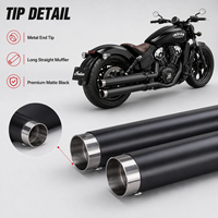 Système d'échappement complet pour moto Indian Scout Sixty Bobber Rogue Twenty 2015-2024 en acier inoxydable noir chromé avec logo laser