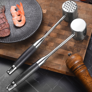 Attendrisseur de viande en acier inoxydable de haute qualité marteau à viande en bois presse à steak de boeuf-pour Hambourg - Product Image 1